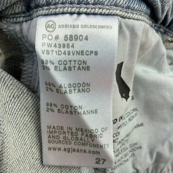 AG Saige Wide Leg Crop High Rise Fit Jeans Womens 27 Blue Raw Hem - Picture 12 of 12